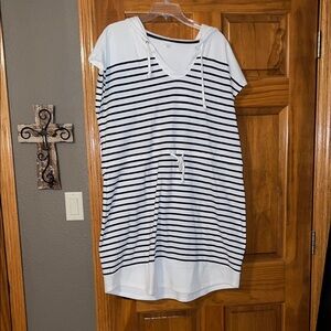 Striped White and Blue Casual Dress